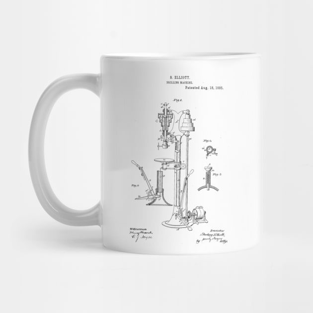 Drilling Machine Vintage Patent Hand Drawing by TheYoungDesigns